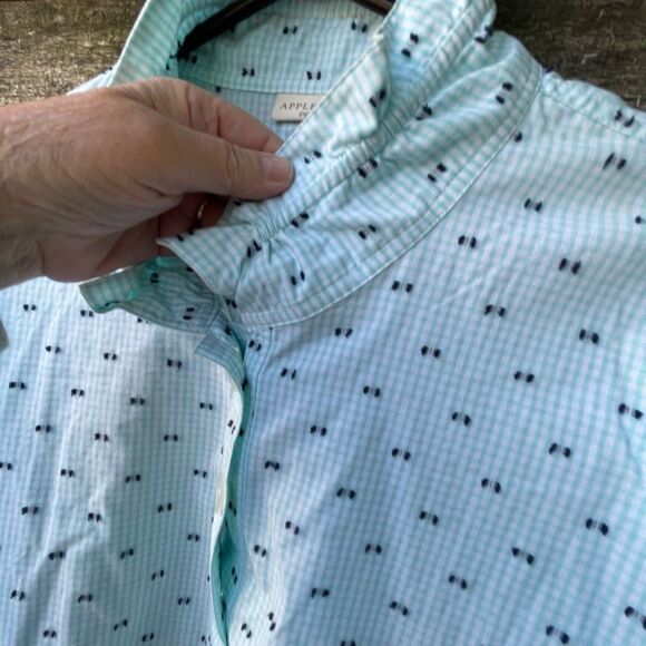 Appleseeds PL clip dot tunic stand up collar 3/4 length sleeves. - Picture 6 of 7